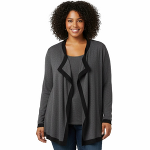 Sag harbor lady female woman size XL black-Grey cardigan sweater